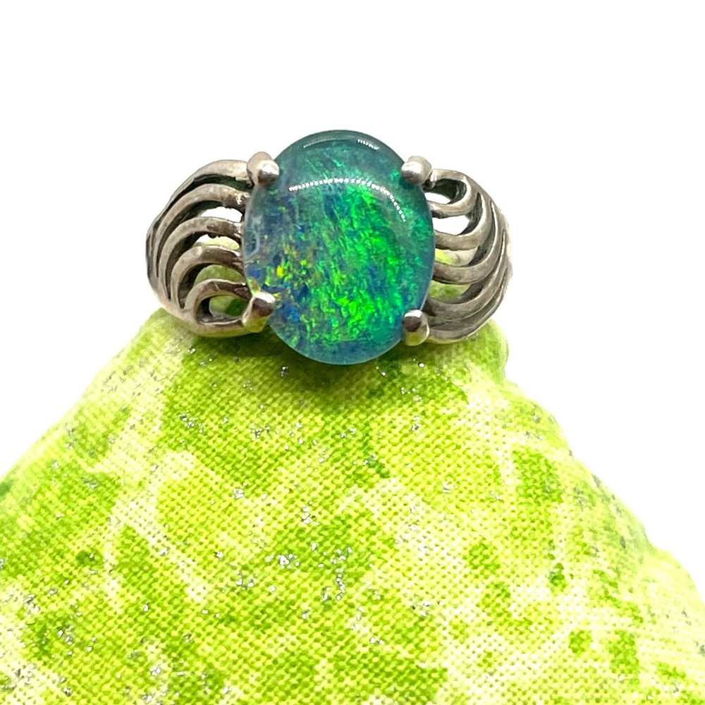 Sterling Silver Black Opal Ring - image 6